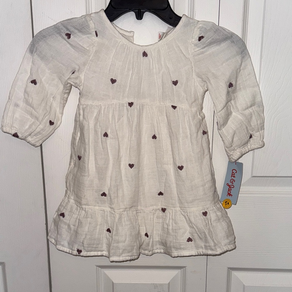 Cat & Jack Cream Dress with Heart Details, NEW
